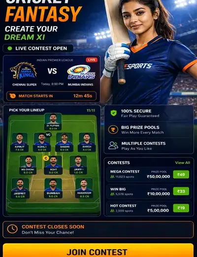Dream77 (dream 77 game) fantasy cricket & matchday visual 3